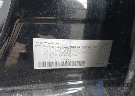 2007 Audi A4 2.0T z USA, uszkodzony, nr VIN WAUDF78E77A041882